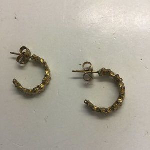 Gold Flower Huggie Earrings, Vintage